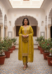 Salwar Suit 3 piece Embroider Mustard