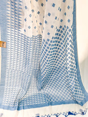 Jamdani cotton - White and Blue