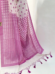 Jamdani Cotton- White and Pink