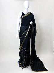 Semi Mysore crepe - Black With Gold Zari