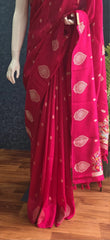 Brocade Blouse Pink Tussar Silk Saree