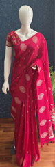 Brocade Blouse Pink Tussar Silk Saree