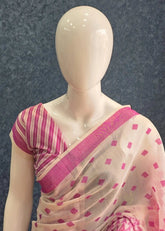 Jamdani Cotton- White and Pink