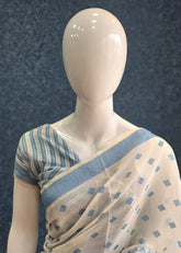 Jamdani cotton - White and Blue