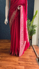 Banarasi Crepe- Rani Pink