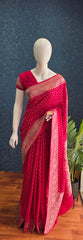 Banarasi Crepe- Rani Pink
