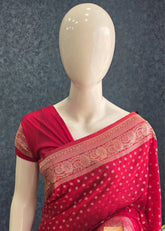 Banarasi Crepe Butta -Pink