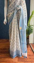 Jamdani cotton - White and Blue