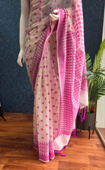 Jamdani Cotton- White and Pink