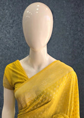 Butta Yellow Semi Crepe Silk Saree