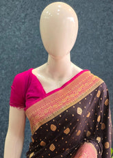 Banarasi Crepe Black Pink