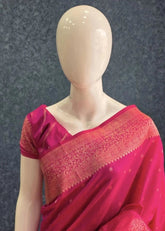 Raw Silk Meenakari- Pink