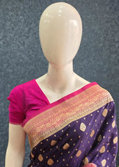 Banarasi Crepe - Purple with Pink