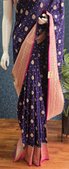 Banarasi Crepe - Purple with Pink