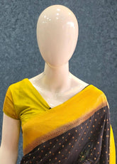Banarasi Crepe Butta- Black with yellow