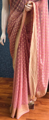 Pure  Banarasi Khaddi Gorgette- Pastel Pink