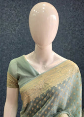 Pure  Banarasi Khaddi Gorgette -  Powder Blue