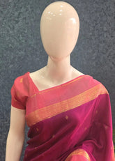 Munga Silk Contrast Butta - Wine Pink