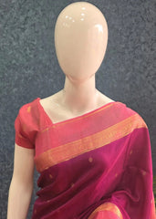 Munga Silk Contrast Butta - Wine Pink