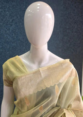 Organza Light Parrot Green Banarasi Tissue Saree