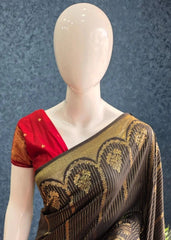 Moonga Silk Black & Maroon