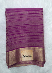 Pure Mysore Crepe - Purple With Silk Mark