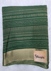 Pure Mysore Crepe Silk - Green with Silk Mark