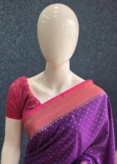 Crepe Purple and Pink Banarasi Saree