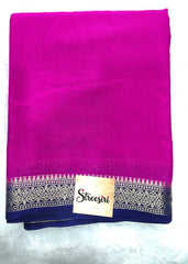 Crepe  Piping  Contrast Pink & Navy Blue