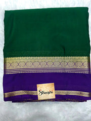 Mysore crepe bentex border - green & purple