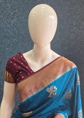Bagalpuri Silk  Blue brown