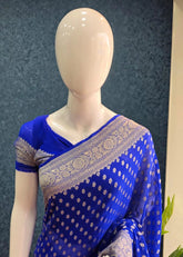 Pure Banarasi Khaddi Gorgette - Blue