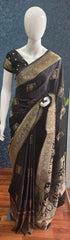 Mushru Black Banarasi Silk Saree