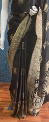 Mushru Black Banarasi Silk Saree