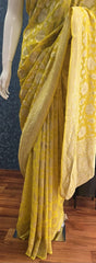 Pure Banarasi Khaddi  gorgette - Yellow