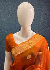 Pure Banarasi Khaddi Tissue - Orange