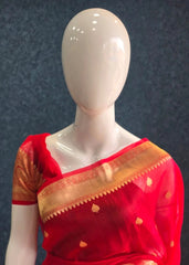 Pure Banarasi Khaddi Tissue - Red