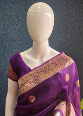 Pure Banarasi Khaddi Tissue - Purple
