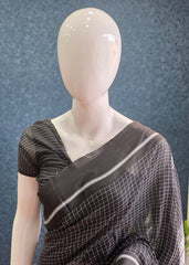 Bengal Checks Grey Black Cotton Saree
