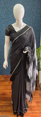 Bengal Checks Grey Black Cotton Saree