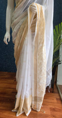 Bengal White Gold Cotton Saree