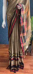 Bengal Grey Black Cotton Saree