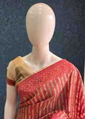 Premium Banarasi Tissue - Red stripes