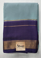 Contrast Ice Blue Purple Semi Crepe Silk