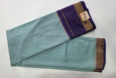 Contrast Ice Blue Purple Semi Crepe Silk