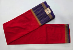 Contrast Red Purple Semi Crepe Silk Saree