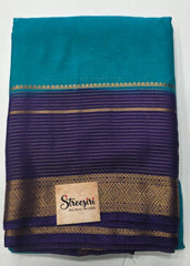 Contrast Green Purple Semi Crepe Silk Saree