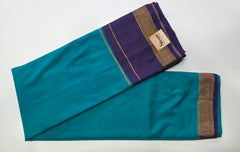 Contrast Green Purple Semi Crepe Silk Saree