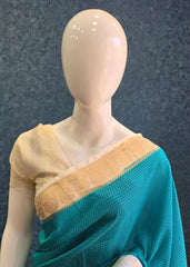 Chex Blue white Viscose Saree