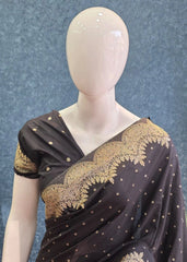 Scallop Border Black Gorgette Saree